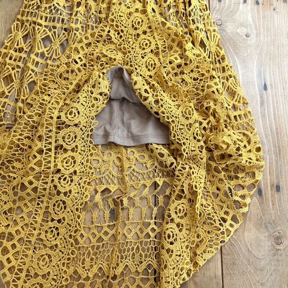 Altar'd State Golden Crocheted Dress Yellow Goldenrod M - Picture 7 of 8
